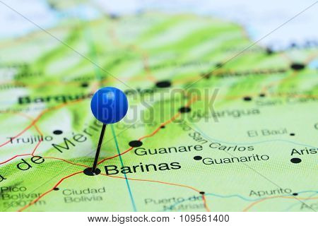 Barinas pinned on a map of America