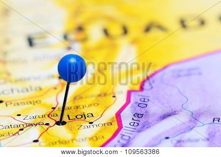 Loja pinned on a map of America