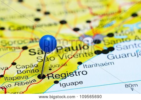 Registro pinned on a map of Brazil