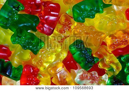 Close Up Of Assorted Multicolored Gummy Bears