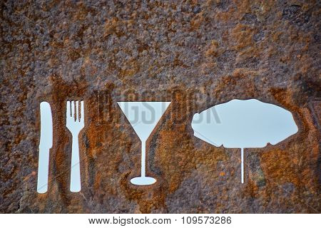 Rusty Oxidated Restaurant Sign