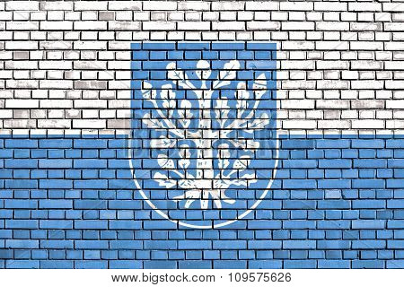 Flag Of Offenbach Am Main Painted On Brick Wall