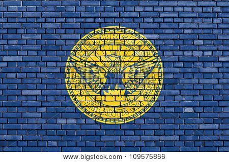 Flag Of Atlanta Painted On Brick Wall