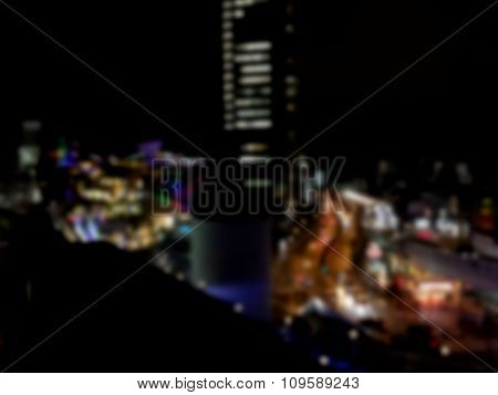 Blurred / Defocussed Abstract Background Of A City Nightlife Taken In Japan