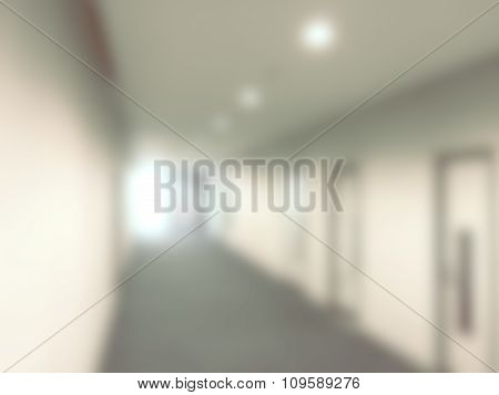 Blurred / Defocussed Abstract Background Of A Office Corridor With Vintage Color Effects