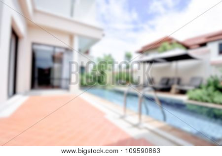 Blurred / Defocussed Abstract Background Of A Private Swimming Pool