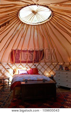 Interior Of Luxurious Holiday Yurt Used For Camping