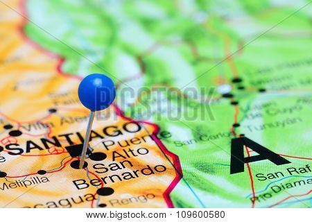 San Bernardo pinned on a map of Chile
