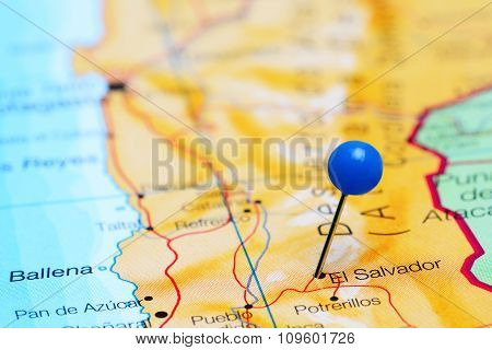 El Salvador pinned on a map of Chile
