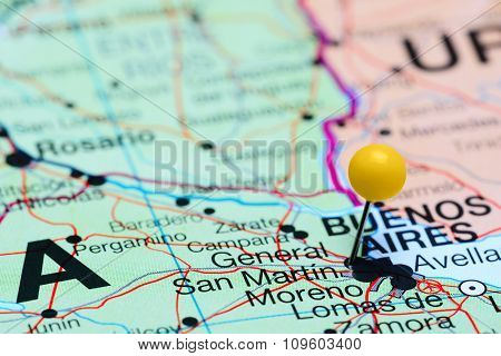 San Martin pinned on a map of Argentina