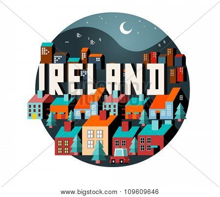 Ireland in europe is a beautiful country to visit. vintage vector illustration.