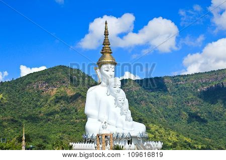 White Buddha Statue At Phasornkaew Temple, Khao Kho Phetchabun, Thailand.