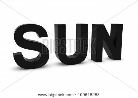 Sun Black 3D Text - Sunday Abbreviation Isolated On White