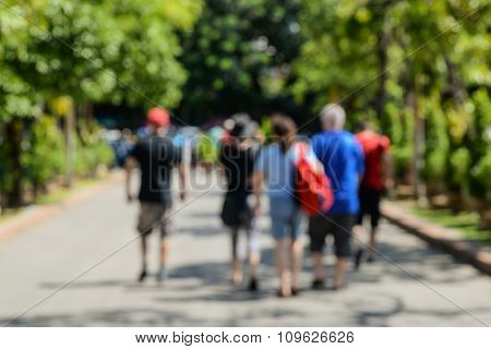 People Walking Tour,picture Is Blurred.