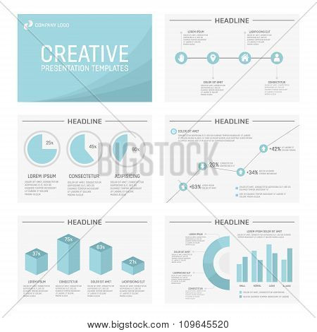 Vector template for multipurpose presentation slides with graphs and charts. Infographic element and