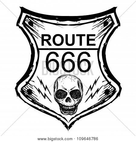 Black Route 666 Sign On A White Background