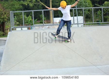 skateboarding at skatepark