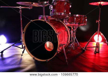 Drum set on a stage