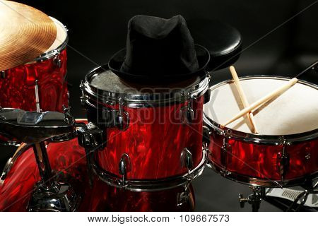 Drum set on a stage