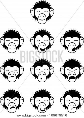 Glyph  monkey face expressions