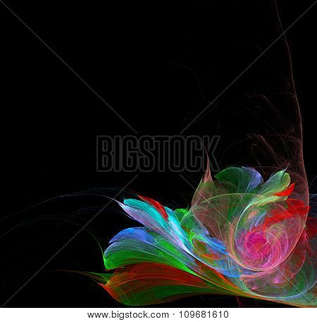 Abstract Fractal Background With Flower Or Branch Texture