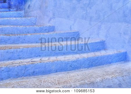 Blue Stairs In Chefchaouen, Morocco