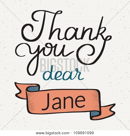 Thank you dear Jane handwritten design