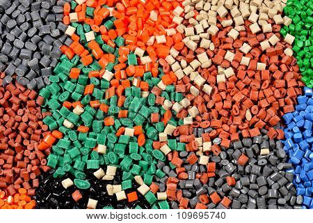 differnt dyed synthetic polymer resins in laboratory