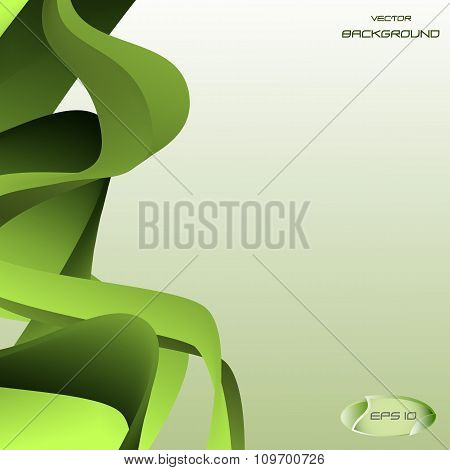Green Background With Waves Abstract