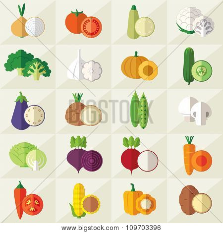 Vegetables Icons Set Vector