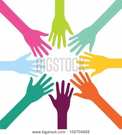 Creative Colorful Teamwork People Hand
