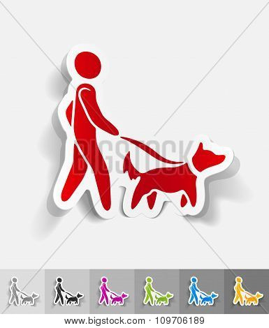 realistic design element. walking the dog