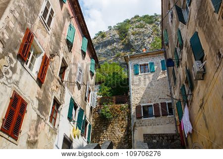 View On Old Town Of Kotor Unesco Twon In Montenegro.