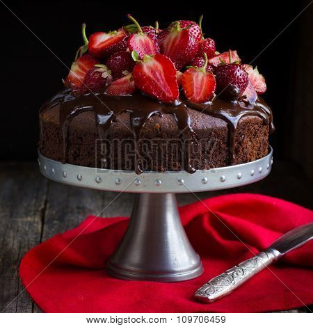 Chocolate Cake With  Fresh Strawberry