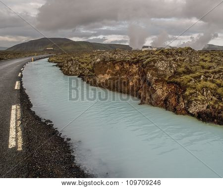 Road And Silica River Iceland