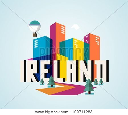 Ireland in europe is a beautiful country to visit. vintage vector illustration.
