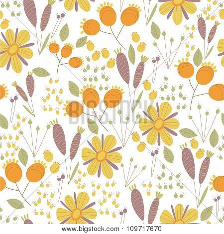 Vector forest design, floral seamless pattern, leaf background. Plants ornament