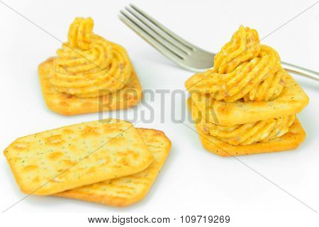 Forshmak: Herring with Butter, Carrots and Crackers.