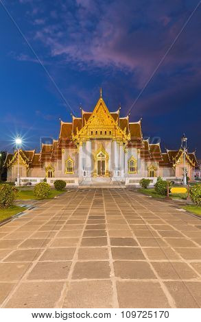 Marble Temple with beautiful sky during twilight
