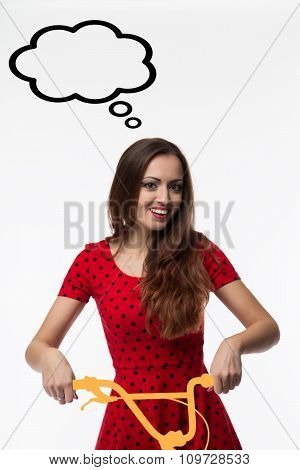 Young girl on the painted bike