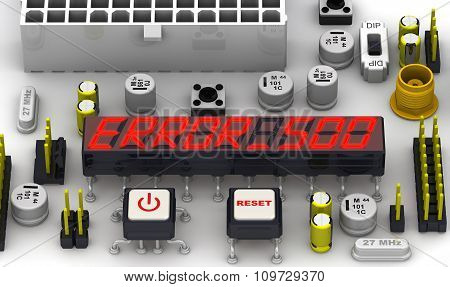 ERROR 500 (Internal server error). The message on the display of the electronic circuit board