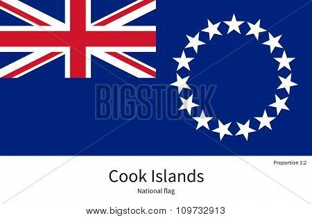 National flag of Cook Islands with correct proportions, element, colors