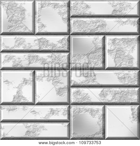 Wall of silver bullion. 3d rendered silver wall background.