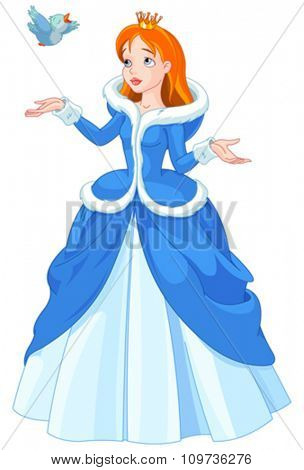 Illustration of princess with bird