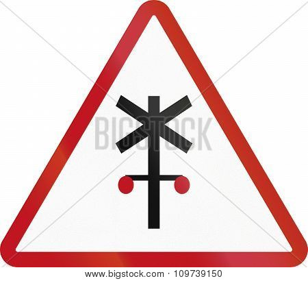 Road Sign In The Philippines - Railway Crossing Advance Control (for Crossings With Signal Control)