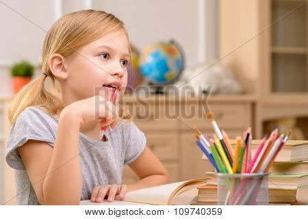 Pretty girls sitting at the table
