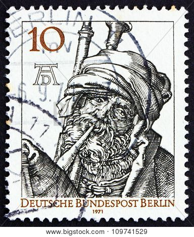 Postage Stamp Germany 1971 Bagpipe Player By Durer