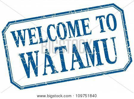 Watamu - Welcome Blue Vintage Isolated Label Sign