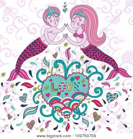 Bright Greeting Card For Valentine's Day.