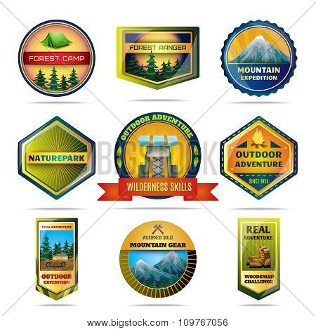 Camping emblems set